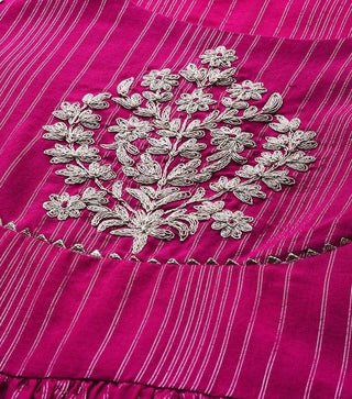 Pink Cotton Embroidered & Gotta Patti Detailing Anarkali Kurta
