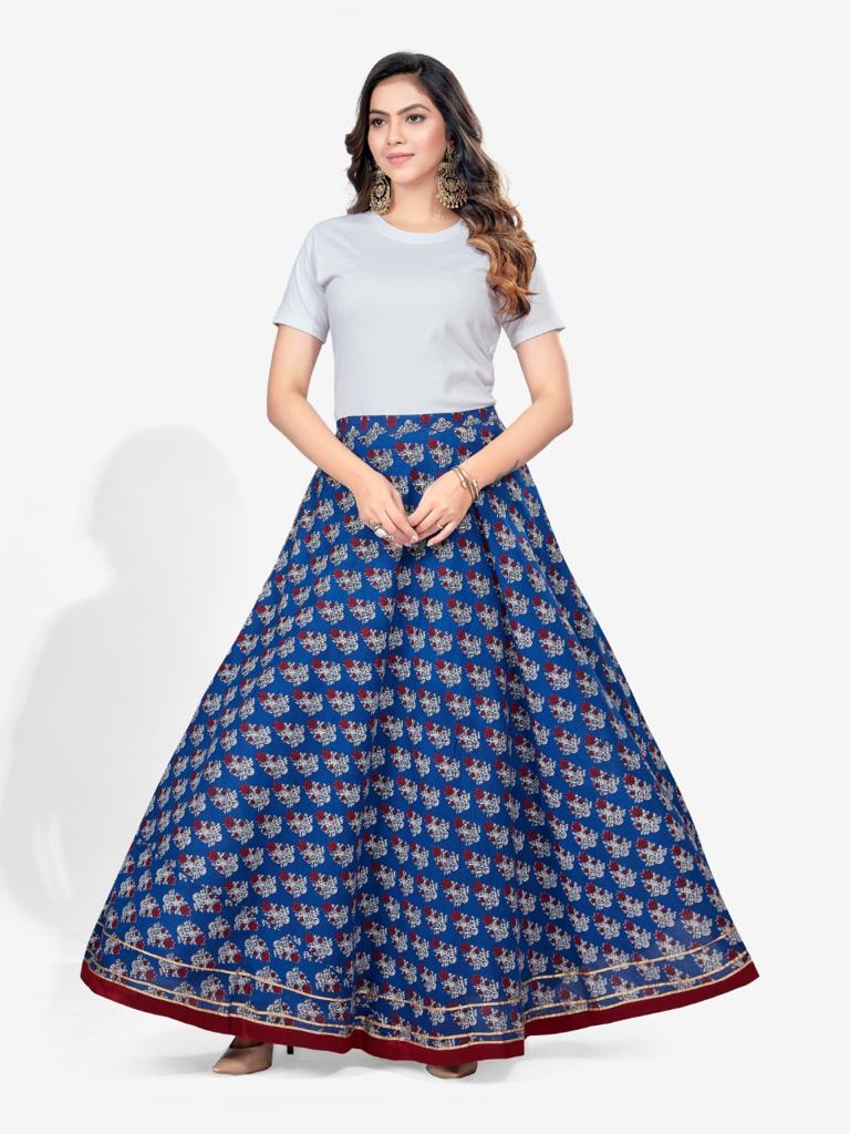 Premium Cotton Printed Flared Skirt