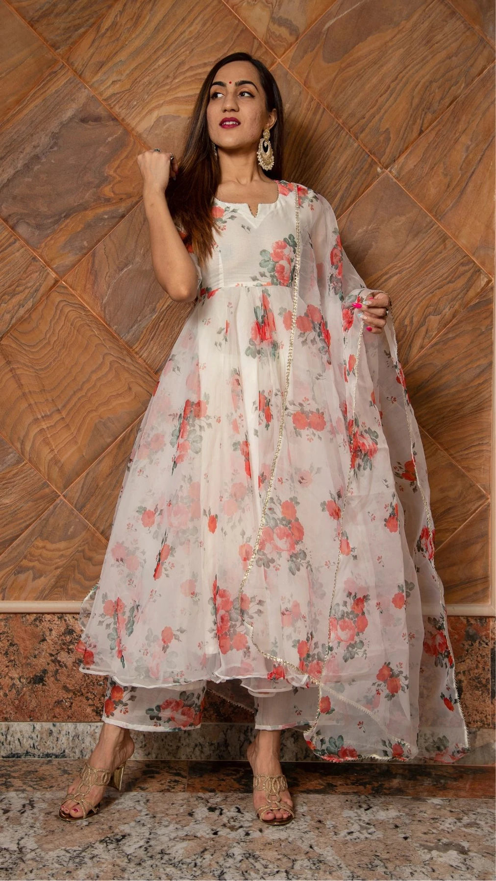 anarkali dress organza Akayda Blue Organza Suit Set