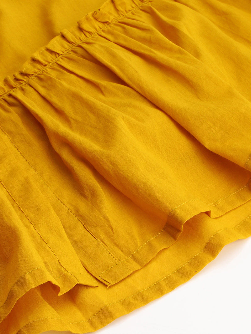 Yellow Cotton Sleeveless A line Dress - Ria Fashions