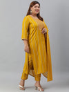 Rayon Yellow Mirror & Print Detailing Suit Set with Cotton Dupatta