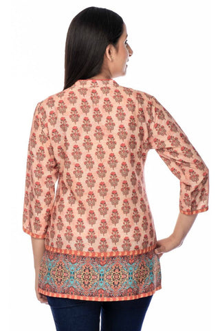 Peach Printed Modal Silk Tunic - Ria Fashions