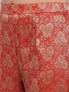 Coral Brocade Velvet Kurta, Pants With Sequin Net Dupatta - Ria Fashions