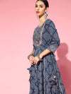 Blue Bandhani Print Anarkali Kurta - Ria Fashions