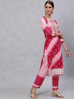 Pink Bandhani Kurta Dupatta Set - Ria Fashions