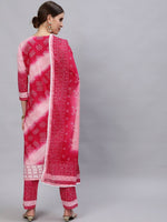 Pink Bandhani Kurta Dupatta Set - Ria Fashions