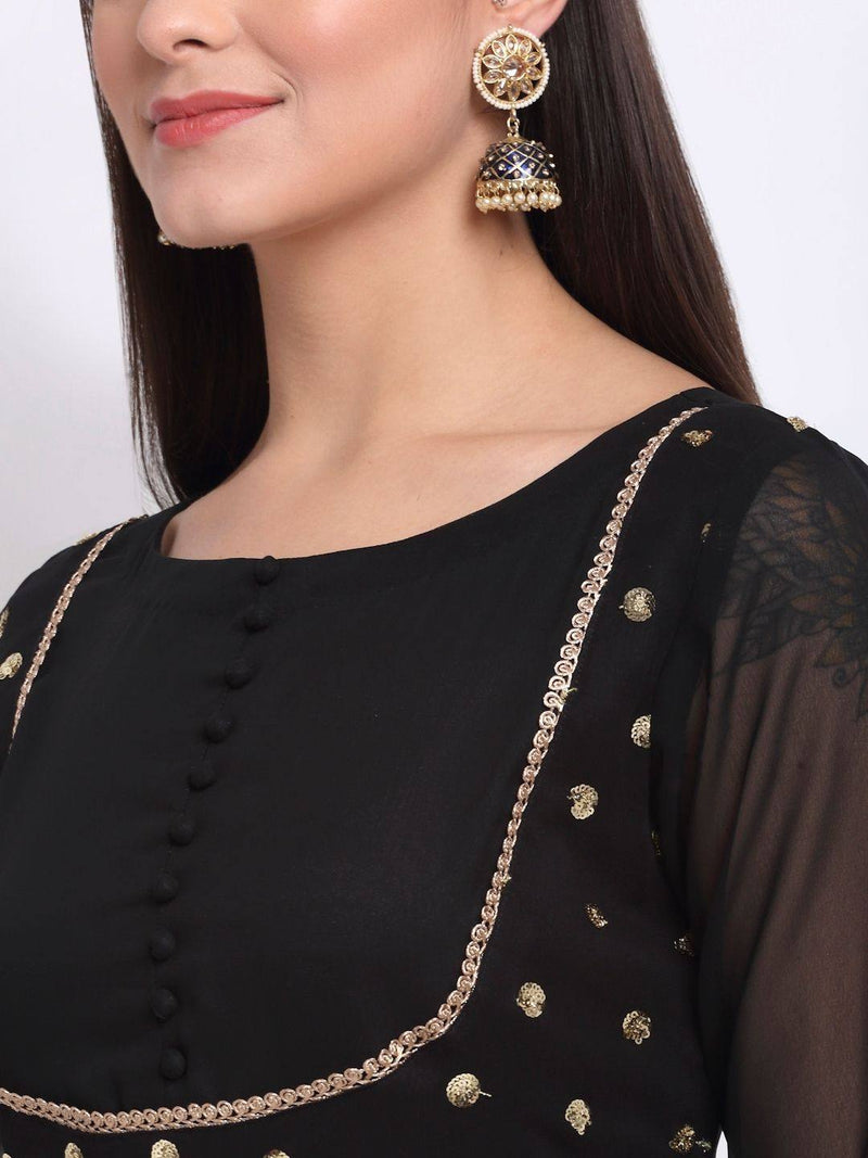 Black Anarkali Suit with Dupatta - Ria Fashions
