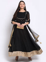 Black Anarkali Suit with Dupatta - Ria Fashions
