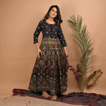 Cotton Black Anarkali Style Printed Gown - Ria Fashions