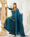 Cotton Blue Sharara Suit Set with Dupatta - Ria Fashions
