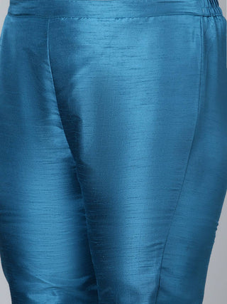 Poly Silk Blue Printed Kurta Palazzo Set - Ria Fashions