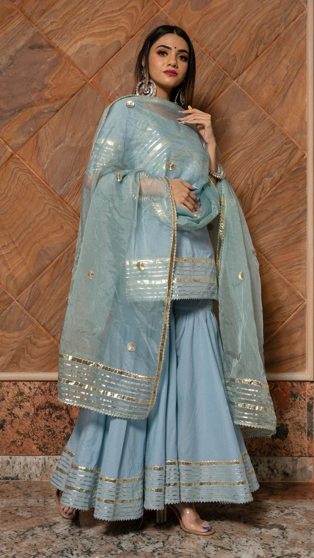 blue sharara dress Light Blue Embroidered Sharara Suit