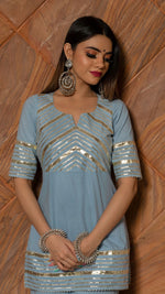 Cotton Blue Solid Sharara Set - Ria Fashions
