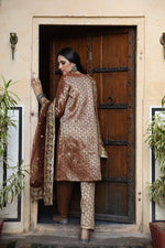 Golden Brown Suit Set with Dupatta - Ria Fashions