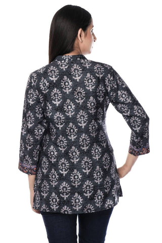 Black Printed Modal Silk Tunic - Ria Fashions