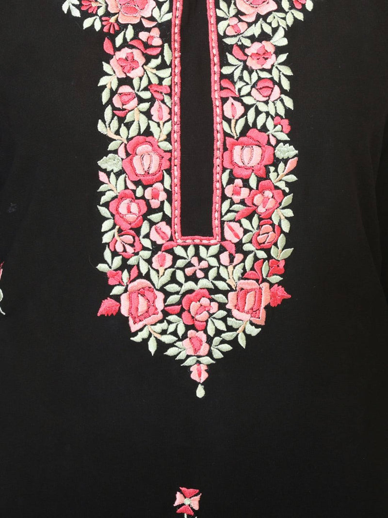 Black Embroidered Georgette Party Wear Tunic / Kurti - Ria Fashions
