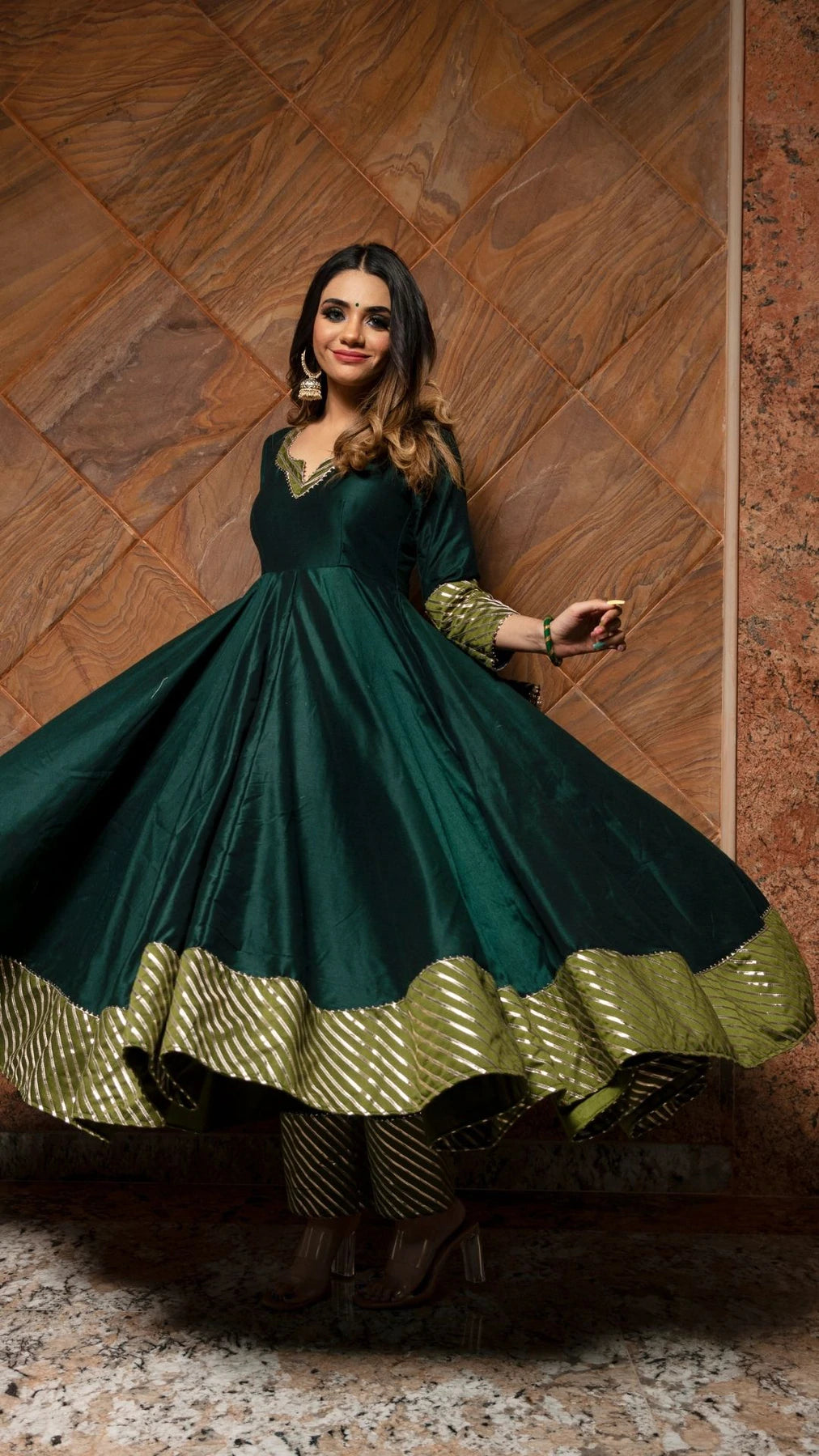 Solid Dark Green Cotton Silk Anarkali Suit Set | Indian Ethnic wear online USA Ria Fashions Solid Dark Green Cotton Silk Anarkali Suit Set | Indian Ethnic wear online USA Ria Fashions