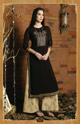 Georgette Kurta with Embroidery - Ria Fashions