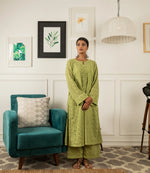 Green Georgette Embroidered Straight cut Kurta Pant Set - Ria Fashions