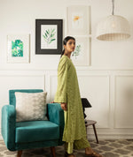 Green Georgette Embroidered Straight cut Kurta Pant Set - Ria Fashions