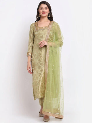 Green Palazzo Suit Set with Dupatta