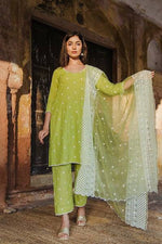 Green Kurta Pant Set with Dupatta - Ria Fashions