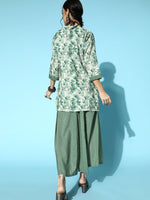 Chinon Green Kurta with attached Jacket Palazzo Set - Ria Fashions