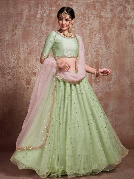 Sabyasachi Designer Pista Green Lehenga Choli With Zari and Multiple  Sequence Embroidery Work for Woman Party Wear Lehenga Choli for Wedding -  Etsy