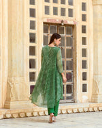 Green Leheriya Print Kurta Pant Set with Dupatta - Ria Fashions