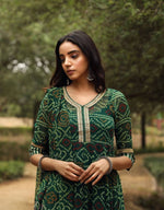 Green Bandhani Print Anarkali Suit Set - Ria Fashions