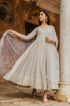 Grey Georgette Embroidered Anarkali Suit Set - Ria Fashions