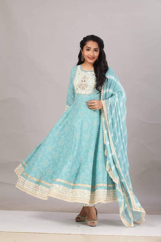 Blue Anarkali kurta set - Ria Fashions