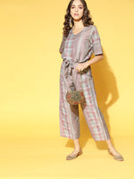 Chinon Grey Printed Jumpsuit - Ria Fashions