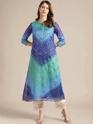 Shades of Blue Gotta Patti Kurta - Ria Fashions