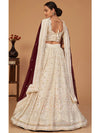 Off White Georgette Heavy Embroidered Lehenga Choli Set with Contrast Dupatta