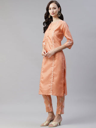 Orange Kurta Pant Suit Set with Dupatta - Ria Fashions