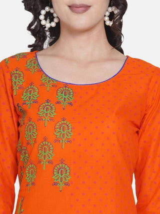 Orange Hand Block Print Kurta - Ria Fashions