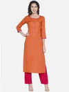 Orange-Pink Straight Kurti - Ria Fashions