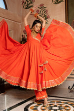 Cotton Orange Aangrakha Suit Set - Ria Fashions