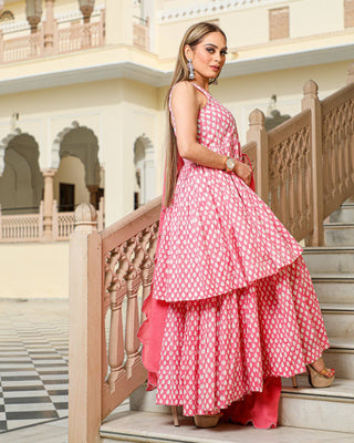 Pink Printed Sharara Suit Set - Ria Fashions