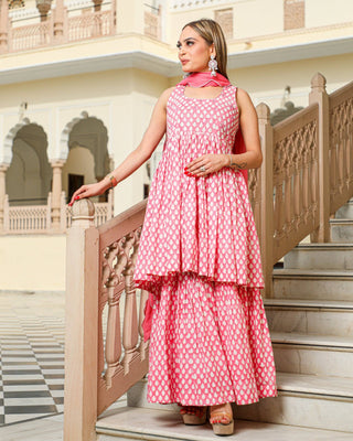 Pink Printed Sharara Suit Set - Ria Fashions