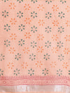 Cotton Linen Peach Ethnic Motif Woven Designed Khadi Saree with Unstitched Blouse