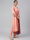 Poly Silk Peach Suit Set with Contrast Dupatta
