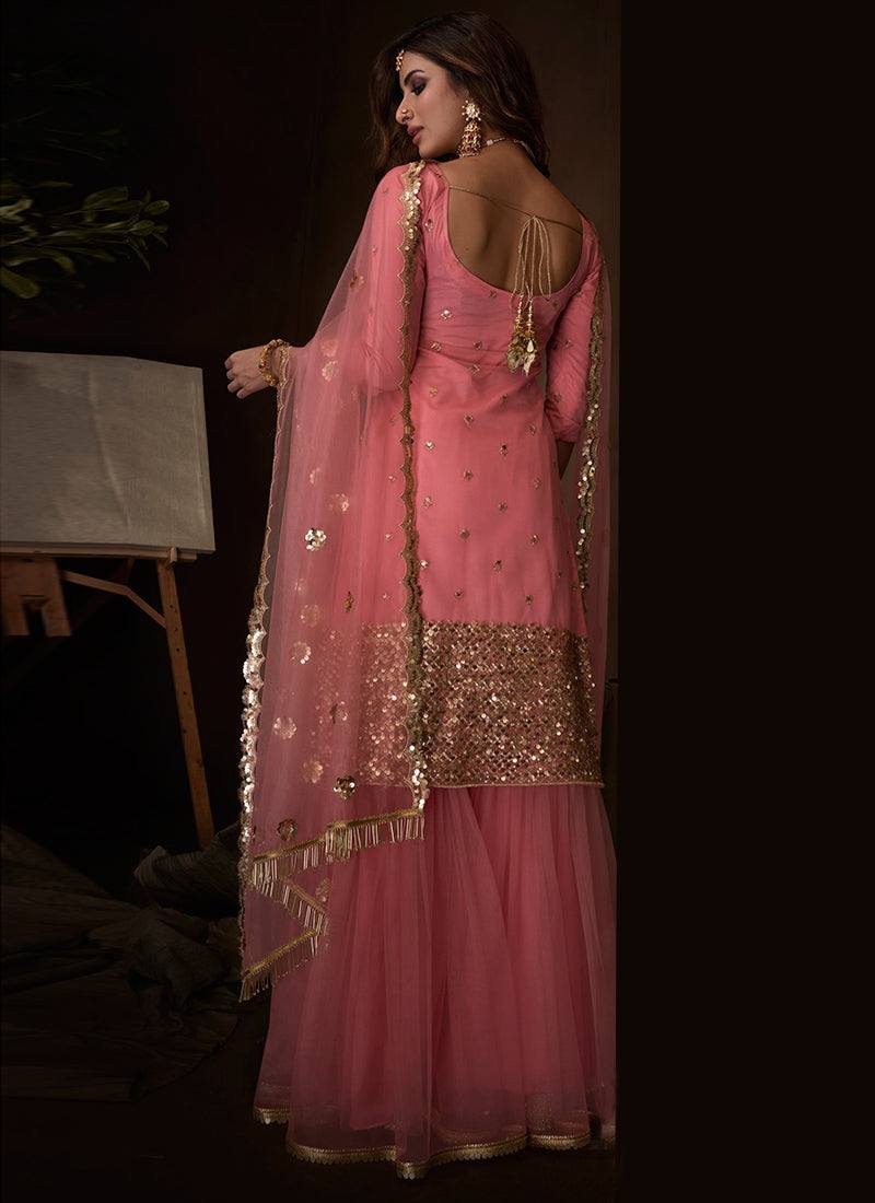 Pink Sharara Suit Set with Dupatta - Ria Fashions