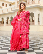 Red Sharara Suit Set with Dupatta - Ria Fashions