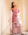 Cotton Pink Hand Block Print Sharara Suit Set - Ria Fashions