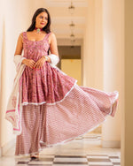 Cotton Pink Hand Block Print Sharara Suit Set - Ria Fashions