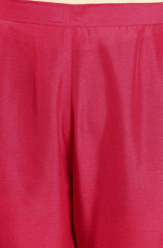 Poly Silk Pink Kurta Palazzo Suit Set with Dupatta - Ria Fashions