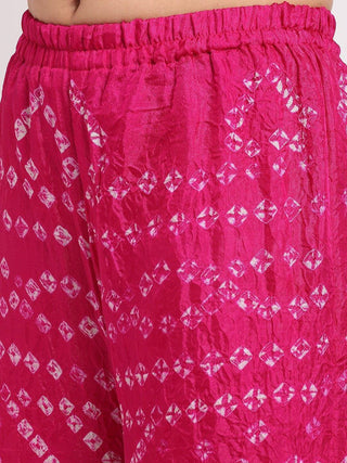 Pink  Suit Set with Bandhani Palazzo and Dupatta - Ria Fashions