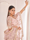 Light Pink Net Embroidered & Lace Detailing Lehenga Choli Set with Dupatta